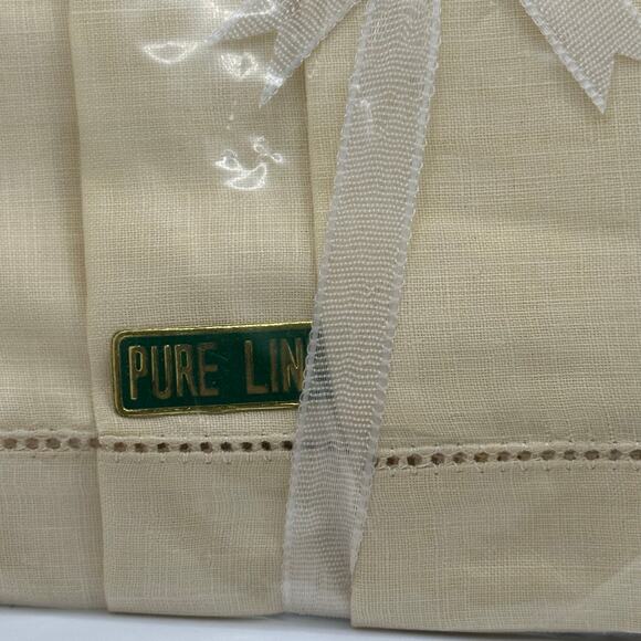 Vintage Linbro Pure Linen 3 piece guest towel set gold NEW in box - Picture 3 of 4